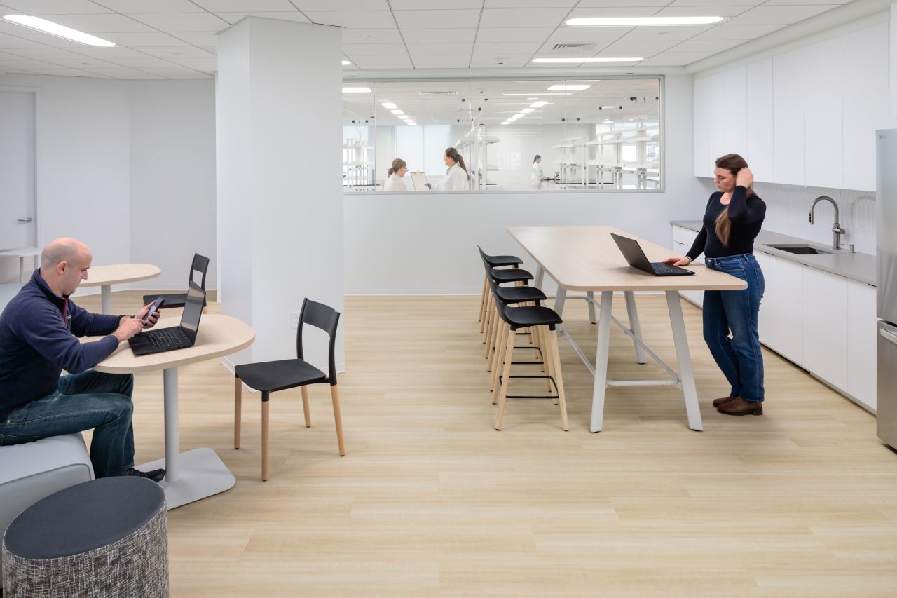 23 Elm Street collaboration area with workspace and lab view